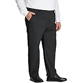 Idtswch Mens Big and Tall Full Elastic Waist Pants Stretch Slacks Casual with Zipper Fly and Pockets
