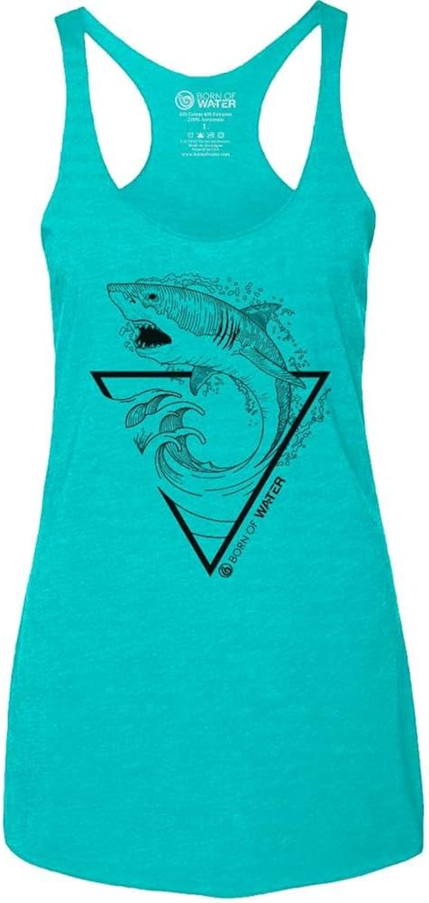 Great White Shark Tank Top: Womens Tri-Blend Raceback