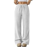 Trendy Queen Women‘s Wide Leg Sweatpants, Baggy Barrel Pants with Pockets, High Waist Lounge Joggers for Fall Winter