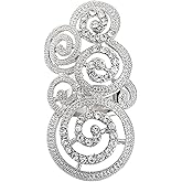 Hebelee CZ Cloud Statement Ring for Women White Gold-Toned Cubic Zirconia Expandable Adjustable Open Wrap Rings Comfort Fit Dainty Birthday Christmas Cocktail Party Jewelry