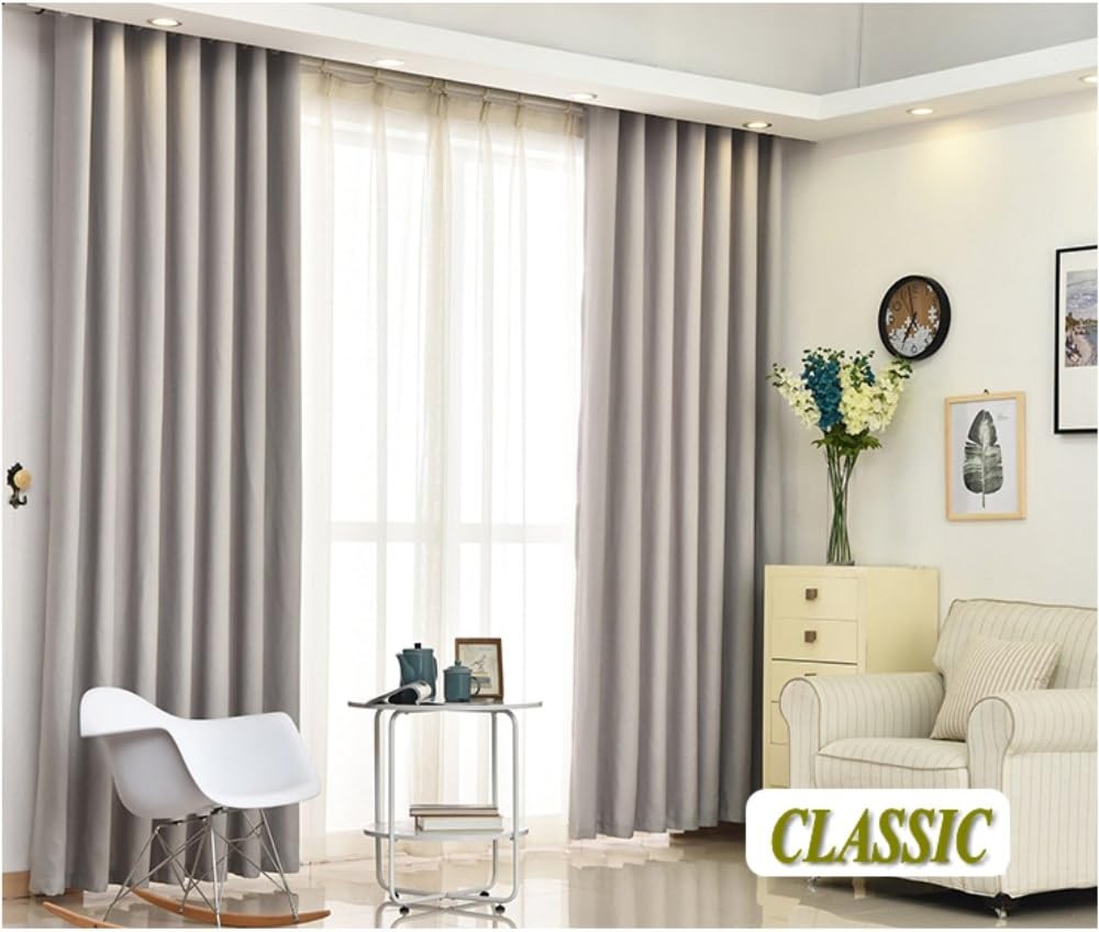 Blackout window curtain modern panel drapes sunscreen thermal insulated draperies pencil pleat -2 Piece(Contact me if gauze needed)-H W118*H106inch(300*270cm)