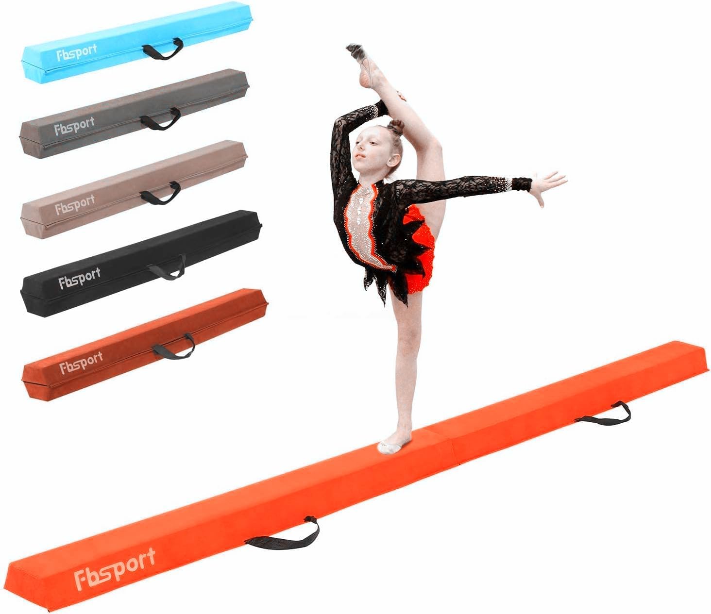 FBSPORT Balance Beam, 240 CM Folding Balance Beam, Gymnastics Balance Beam for Kids and Beginning Gymnasts, Gymnastics Beam