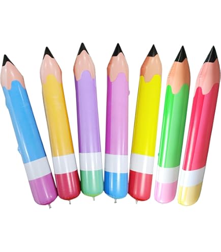 Lot De 2 Crayons Gonflables Géants – 110 Cm – Jaune – Décoration Rentrée Scolaire, Anniversaire, Classe – PVC Résistant – Dès 5 Ans
