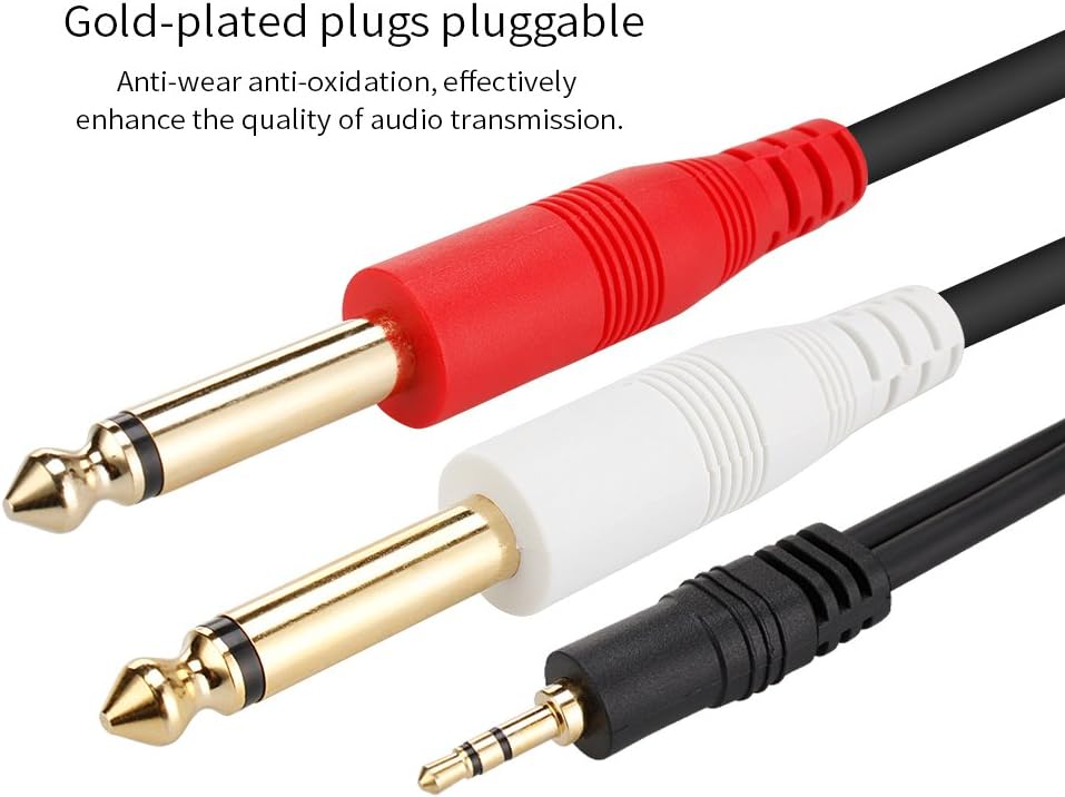 1/8" TRS to Dual 1/4 Stereo Audio Cable 3.5mm TRS to 6.35mm Dual 1/4