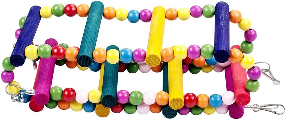 Mrli Pet Ladder Bird Toys for Bird Parrot Macaw African Greys Budgies Cockatiels Parakeet Hamster Rat Crawling Rainbow Bridge Wooden Cage Funny Perch Trainning Swing Toys 22 inches : Pet Supplies