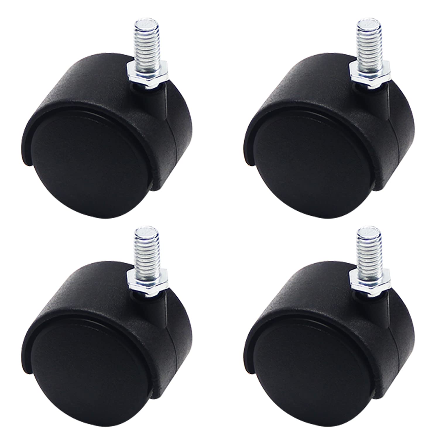 MroMax 37mm /1.46" Castor Wheels, Castors Set of 4, Swivel Castors for Furniture without Brake, M8 x 13mm Threaded Black