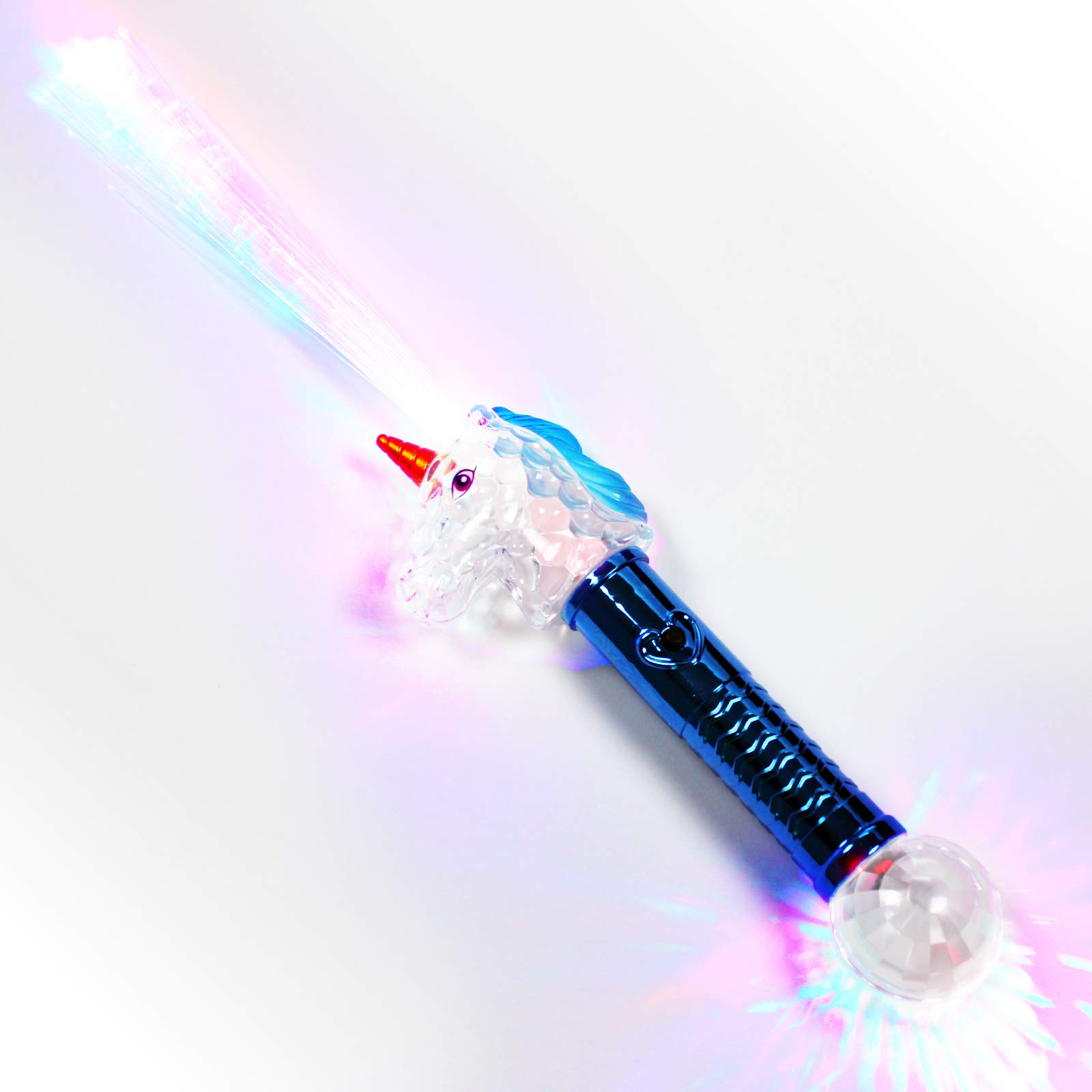 The Glow Company Light Up Flashing Unicorn Fibre Optic Torch Wand (1 Pack)