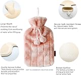 RAM Large Cosy 2L Rubber Hot Water Bottle with Faux Fur Pink Cover view 2