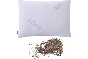LOFE Organic Buckwheat Pillow for Sleeping -14''x20'', Adjustable Loft, Breathable for Cool Sleep, Cervical Support for Back and Side Sleepers(Tartary Buckwheat Hulls, A Removable Pillowcase)
