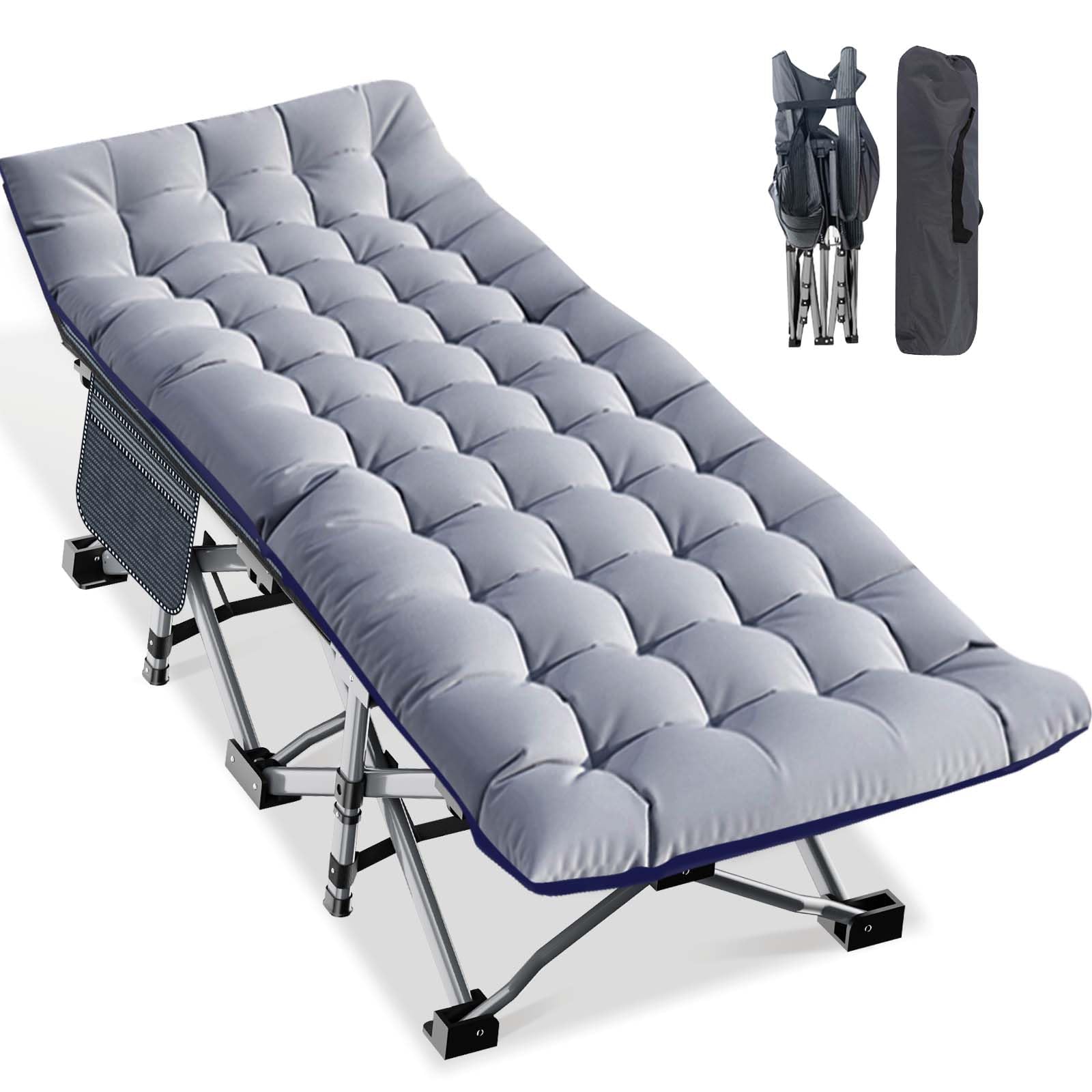 Photo 1 of LILYPELLE Oversized XXL Folding Camping Cot, 78" L x 32" W x 18" H Heavy Duty Sleeping Cots with Carry Bag, Double Layer Oxford Portable Travel Camp Cots for Home, Office Nap and Outdoor Beach