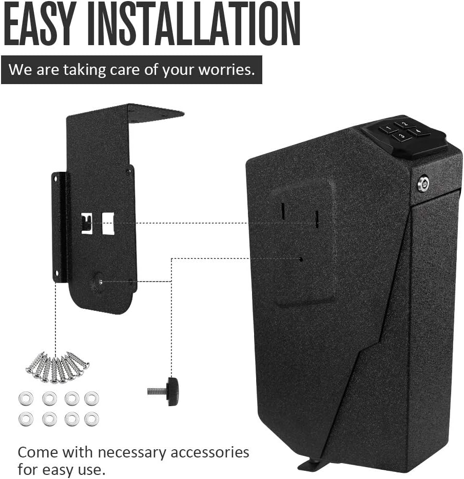 RPNB Mounted Firearm Safety Device with Auto Open Lid 4-Digit PIN Keypad Lock Handgun Security Safe Gun Safe : Sports & Outdoors