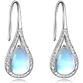 Dangle Drop Earings Stering Siver Pull Through Teardrop Gemstone Earrings Jewelry Birthday Gifts for Women