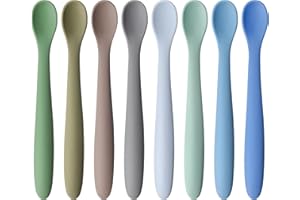 HAKSEN 8PCS Silicone Feeding Spoons, Baby Spoons Training Spoons Silicone Baby Utensils Infant Spoons for First Stage Baby and Parents