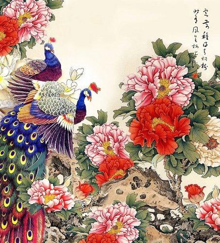 Chinese Painting 500 Pcs Peacock & Peony Puzzle