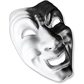 White Full Face Comedy Tragedy Jester Mask Phantom of The Opera Masquerade Venetian Witty Smart Cynical Mardi Gras Mask