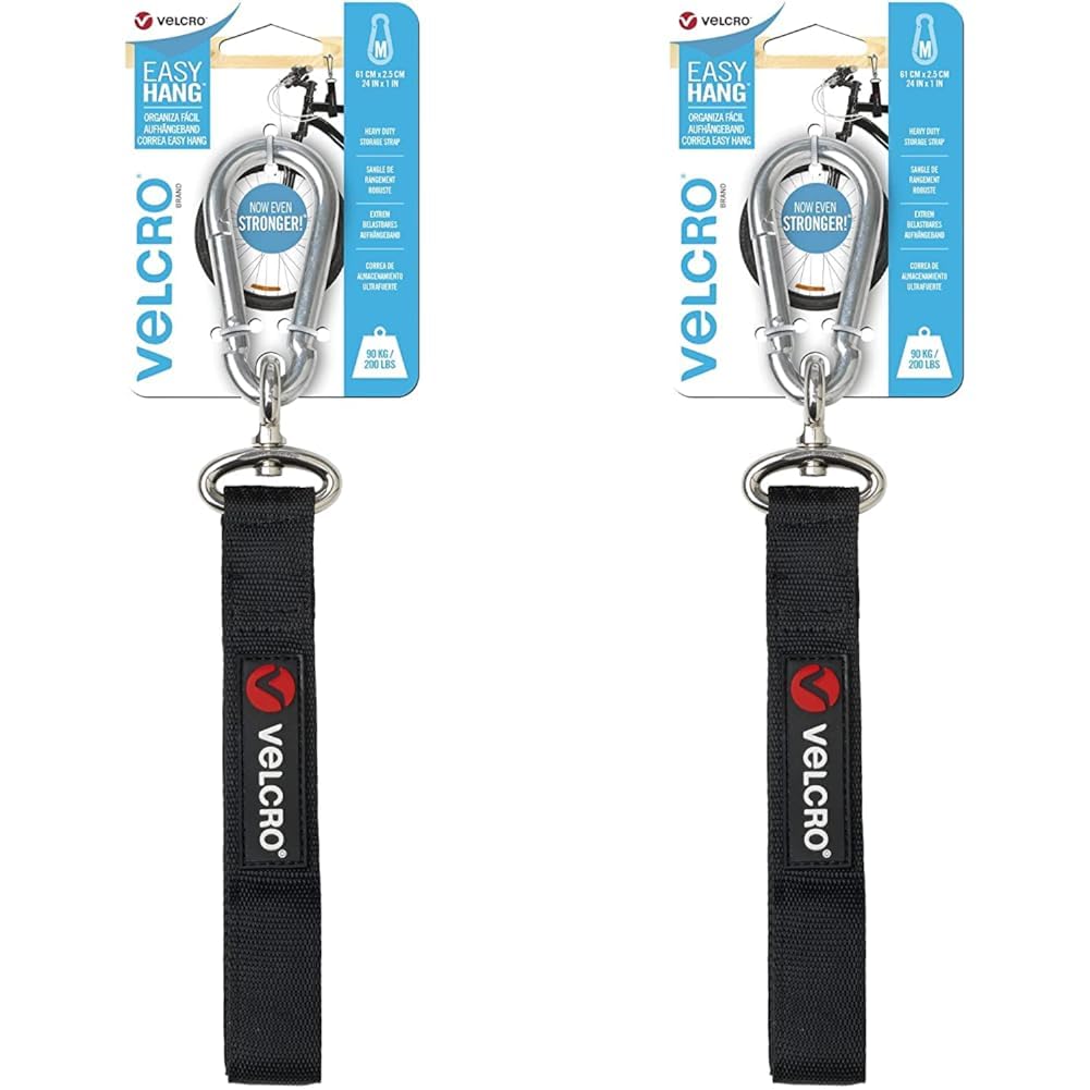 Velcro Easy Hang Strap 25MM X 61CM Black (Pack of 2)