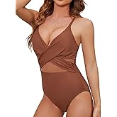 VECENEY Womens One Piece Swimsuit Crisscross Back Bathing Suit Twist Front Swim Suits