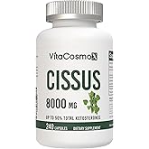 VitaCosmoX Cissus Quadrangularis Extract Capsules, 8000 mg per Serving, 240 Count - 120 Servings, Gluten Free, Non-GMO, and Vegetarian Friendly