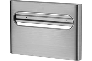 Stardrix Slim Brushed Stainless Steel Toilet Seat Cover Dispenser – Designer Wall-Mount Holder with Curved Edges and Large Capacity for Single or 1/2 Fold Covers, Aesthetic and Modern Look