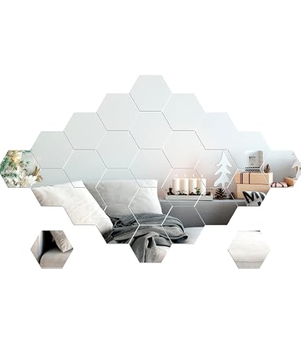 50Pcs Hexagon Mirror Tiles – Self-Adhesive Acrylic Mosaic, 46x40mm, DIY Craft & Home Decor - View #7