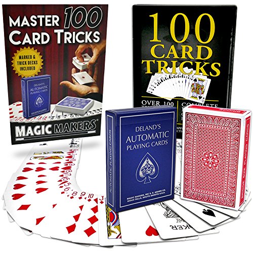 Magic Makers 100 Card Tricks Kit - Automatic Marked Deck & Svengali Trick Deck Included - Magic Tricks With Cards