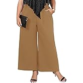 ZOMVA Women's Plus Size Wide Leg Pants High Waisted Dressy Trousers with Pockets Palazzo Pants Work Business Casual
