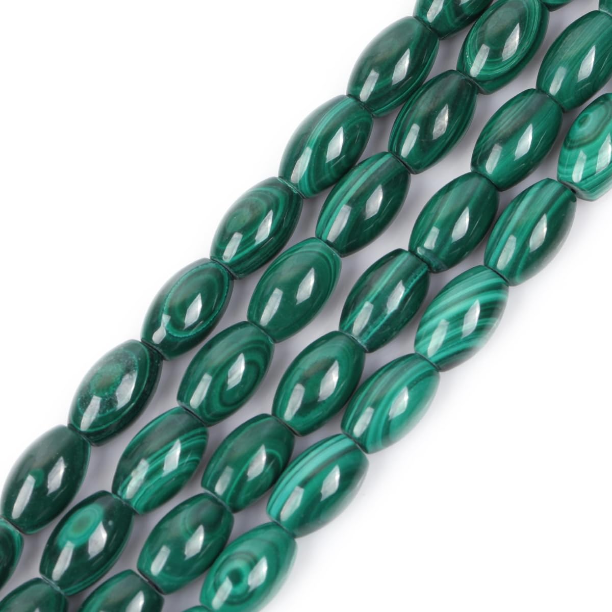 Sweet & Happy Girl's Store 6x9mm Olivary Gemstone Natural Malachite Grade A Beads Strand 15 Inch Jewellery Making Beads