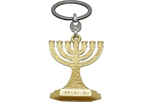 LIANXUE Traditional Menorah 7 Branch Jewish Candle Holder Keychain 12 Tribes Of Israel Jerusalem Temple Candlestick For Backpack 7 Branch Candle Holder