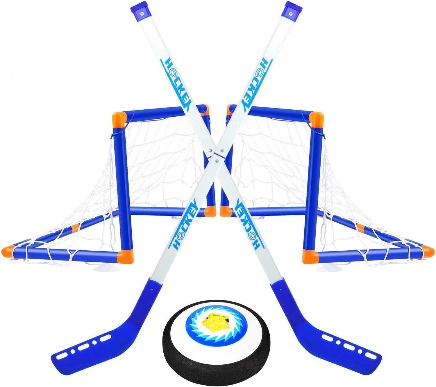 TwobeFit Hover Hockey Set, with 2 Goals Kids Toys - Air Power Training Ball Playing Hockey Game Indoor Outdoor Training Toys Sports for Boys Girls