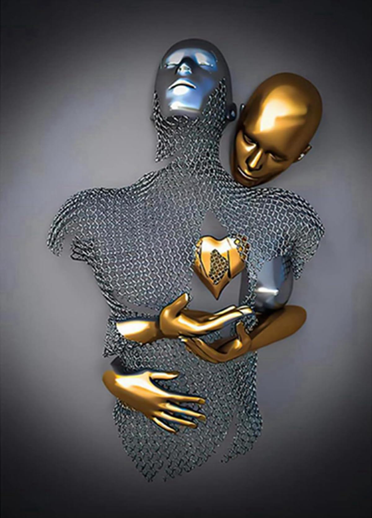 JNAOZI Feminist Poster Trendy Girl Fashion Canvas Wall Art,3D Metal Sculpture Romantic Lovers Mural Home Wall Decoration - Without Frame (Lovers,1Pcs-50x70cm)…