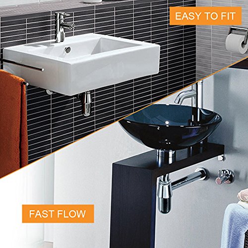Gimify Bathroom Sink Round Bottle Trap, Zinc Alloy Bottle Waste Trap Drain Kit P-TRAP Tube and Pop Up Drain Stopper with Overflow Chrome
