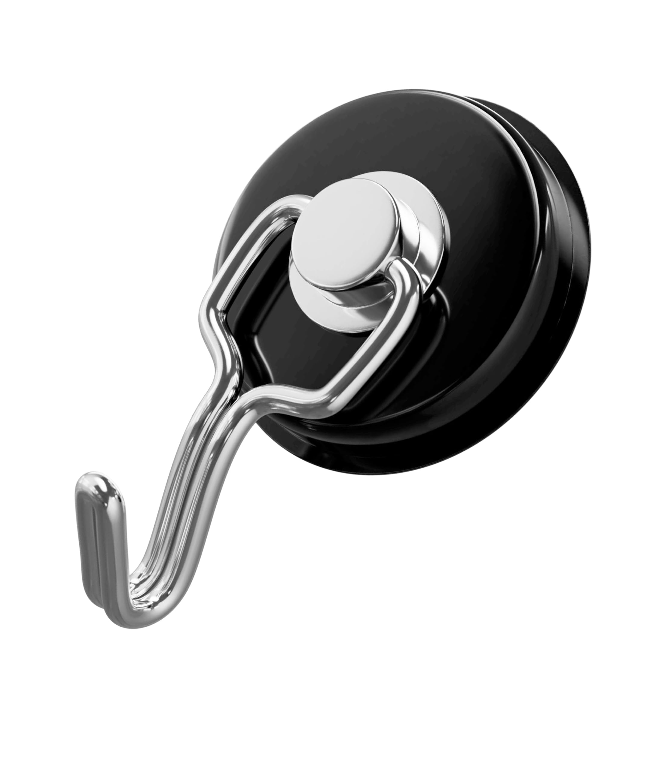 Master Magnetics 7580 Magnetic Hook Organizer Rotating Swing Hook 65 Pound Pull Force 1.47Diameter 0.54Thick Black