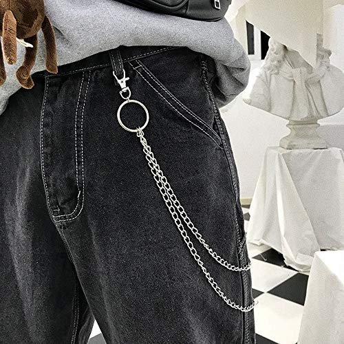 Juland Alloy Wallet Chain Hip Hop Key Chain Biker Trucker Keychain Waist Jeans Chain Motorcyle Punk Pants Trousers Gothic Rock Pocket Double Chain with 2 Lobster Clasp and Keyring