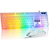 CHONCHOW LED Keyboard and Mouse, 104 Keys Rainbow