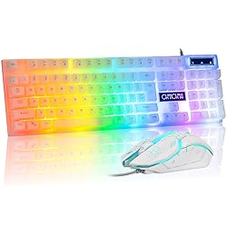 CHONCHOW LED Keyboard and Mouse, 104 Keys Rainbow