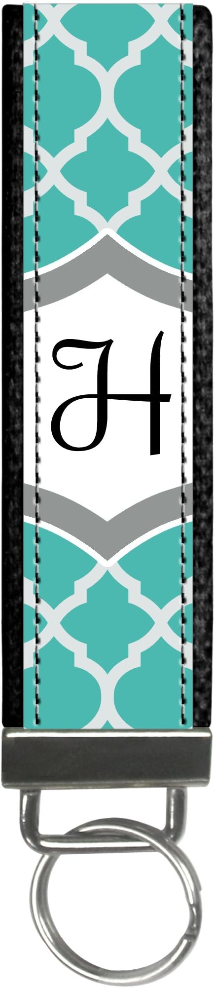 Snaptotes Teal Moroccan Design Monogram Wristlet Keyfob Keychain
