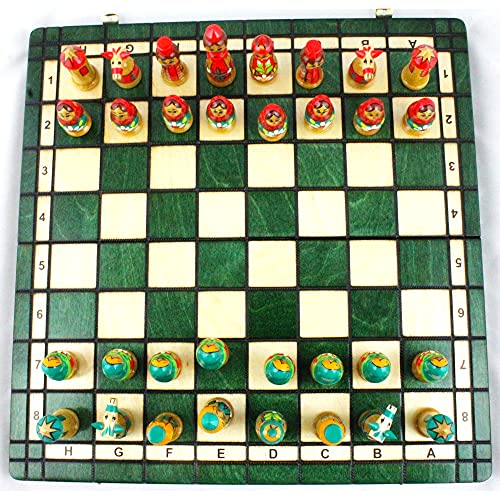 Chess Board Game Set Figures Russian Nesting Dolls Matryoshka