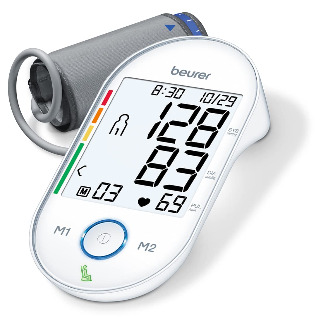 Photo 1 of Beurer BM55 Blood Pressure Machine – XL Backlit Display, Arrhythmia Alarm, Portable Storage Kit, 2 Users, Automatic Blood Pressure Cuff, Resting Indicator – Blood Pressure Monitor Batteries Included