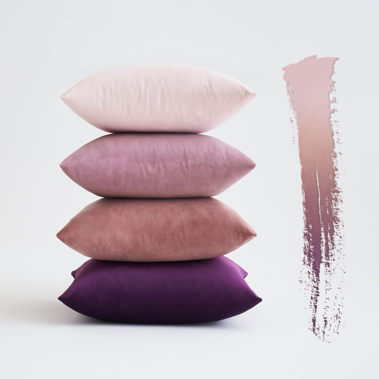 MIULEE Set of 4 Velvet Cushion Covers Soft Decorative Square Throw Pillow Cover Luxury Pillowcases for Livingroom Sofa Bedroom with Invisible Zipper 45cm x 45cm,18x18 Inches Purple Series — image 1