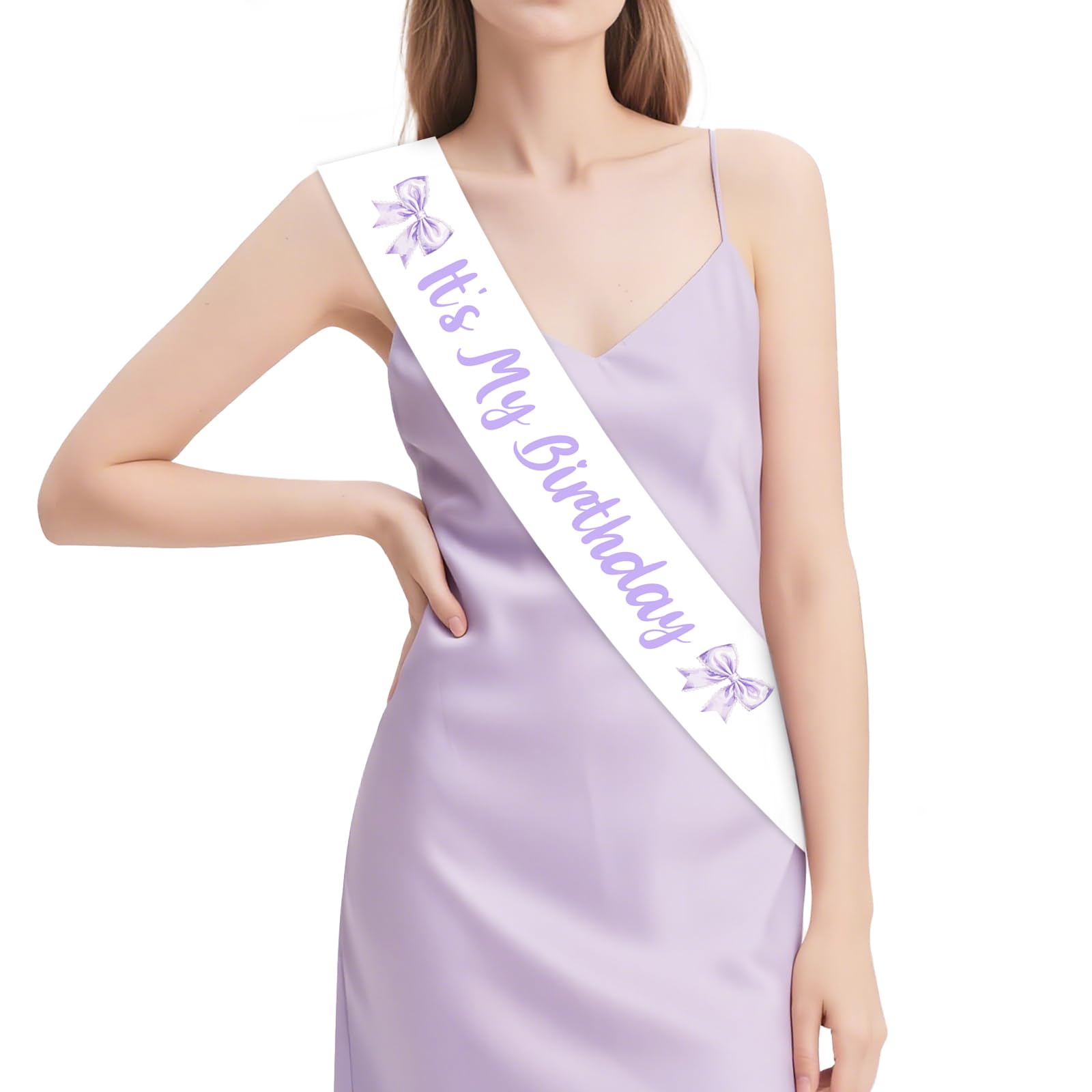 Diartpaint Purple Bow Themed Birthday Party Favor Purple Bows It's My Birthday Sash for Girl Bow-Knot Party Decor Sash Happy Bday Sashes Cute Bows Bday Parties Gifts Supply Photo Prop