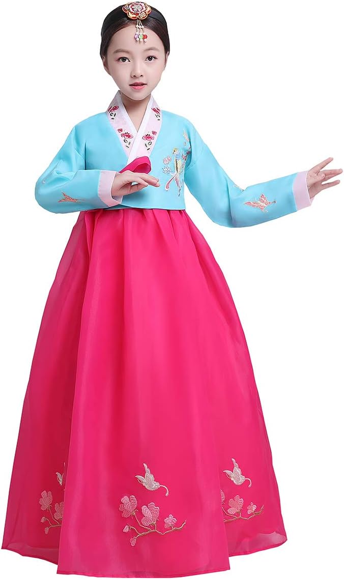 KUFEIUP Traditional Embroidery Kids Girls Korean Hanbok Dress Costume