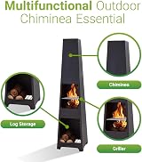 Trueshopping 150cm Metal Chiminea Fire Pit with Grill & Log Storage view 2