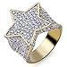 TOPGRILLZ Hip Hop 14K Gold Plated Mens Iced Out Cluster Simulated Diamond CZ Bling Star Punk Ring for Men Hip Hop