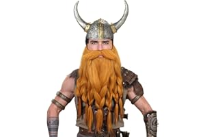 Honcloud Realistic Fake Mustache - Novelty Viking Dwarf Pre-Styled Braided for Cosplay & Halloween