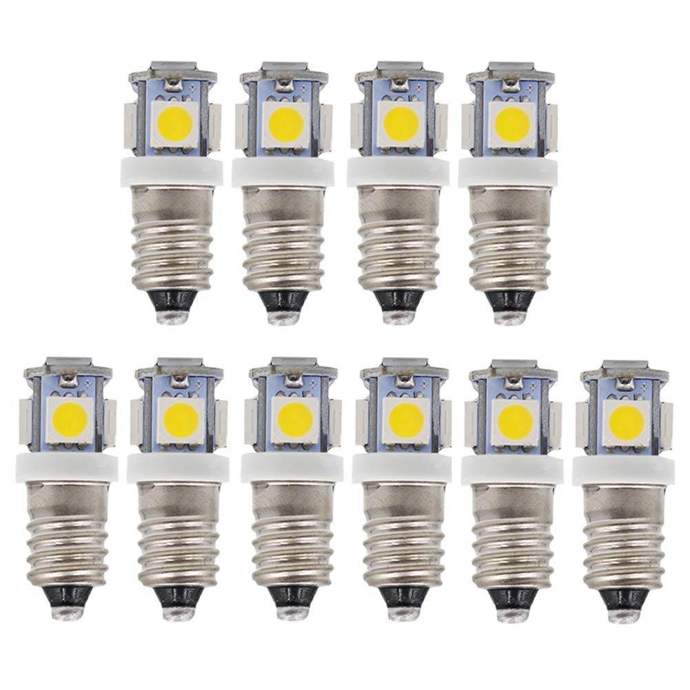 GutReise 10pcs E10 6V Warm White LED Bulbs Light Lamps 5SMD 0.5W (Warm White, 6V)