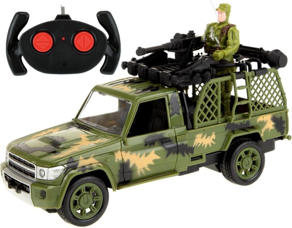 Toi-Toys – Soldier Army Jeep R/C Light Included Battery Not Scenic, 15206 a, multi-coloured