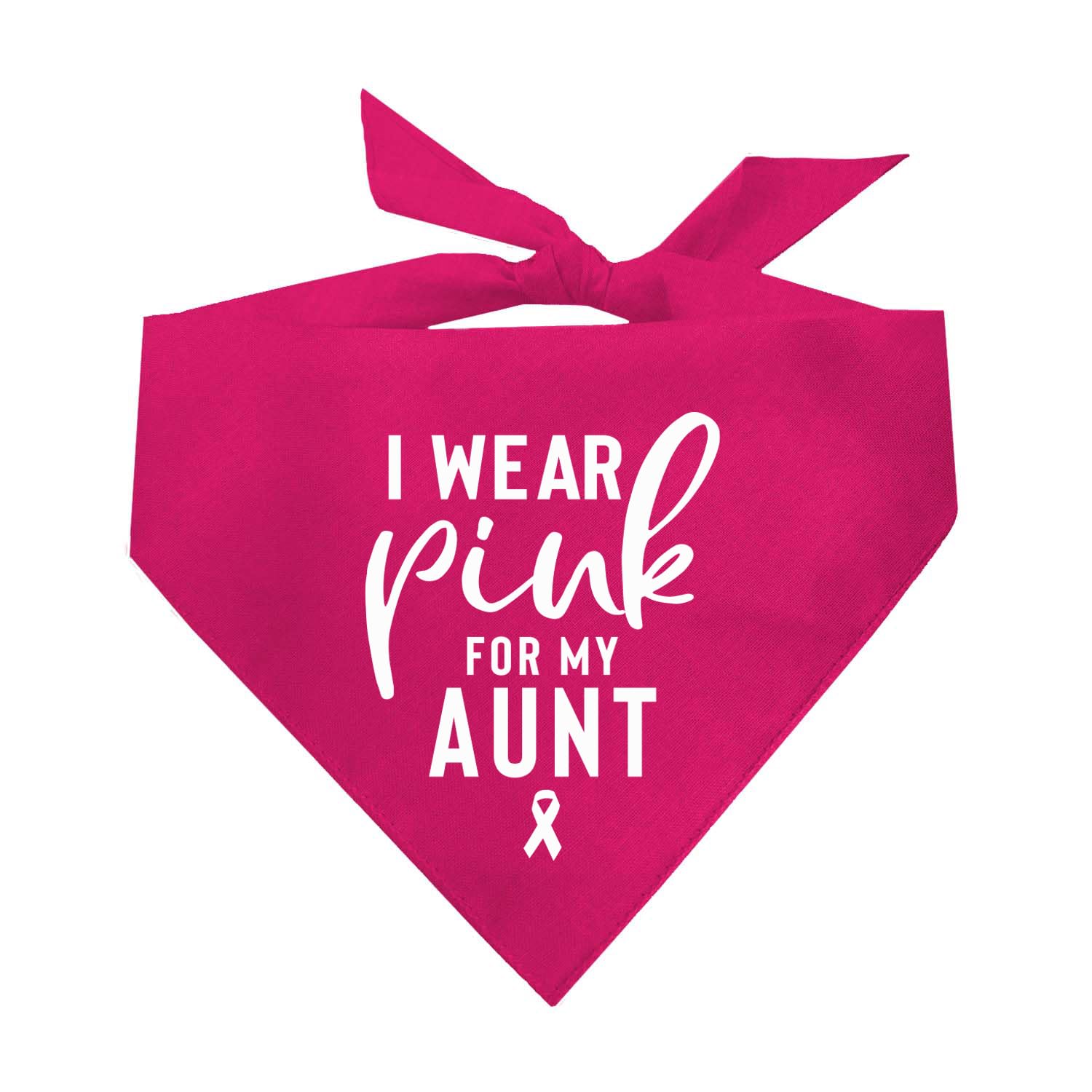 Tees & Tails I Wear Pink for My Aunt Support Breast Cancer Awareness Dog Bandana (Hot Pink Or Baby Pink)