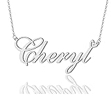 AOLO Cheryl Heart Name Necklace Silver Stainless