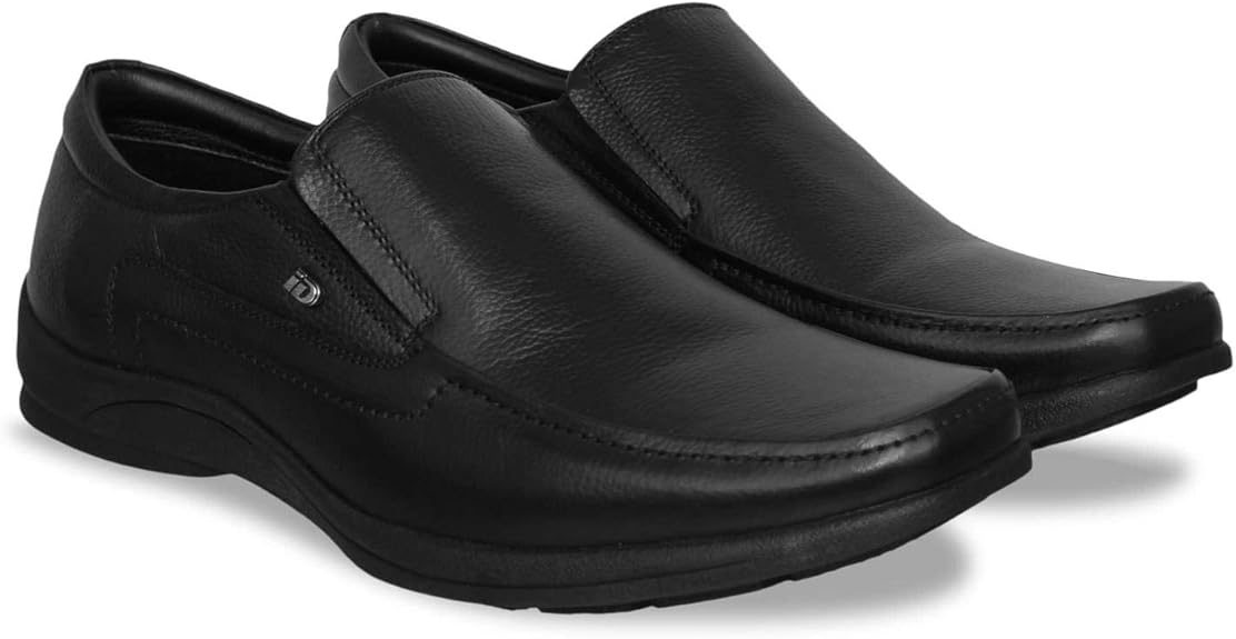 Buy ID Men's Genuine Leather Black Formal Shoes at Amazon.in