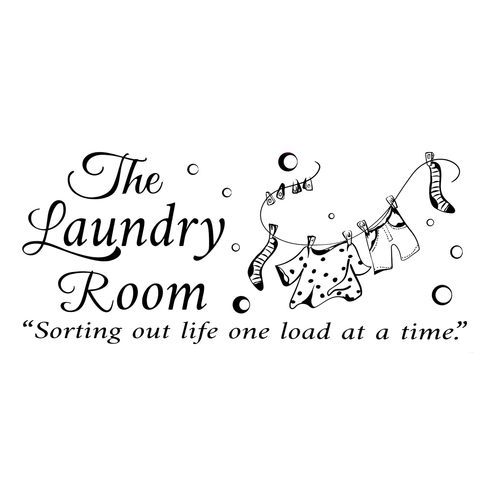 SUPERDANT Laundry Room Wall Stickers Laundry Wall Decals The Bubble Wall Decor Stickers DIY Saying Wall Art Decal Sticker Home Decoration for Laundry Room Bathroom Black(27x59cm)
